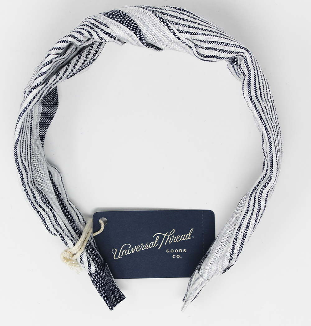Oxford Stripe Wide Twist Headband - Universal Thread™ Blue/White